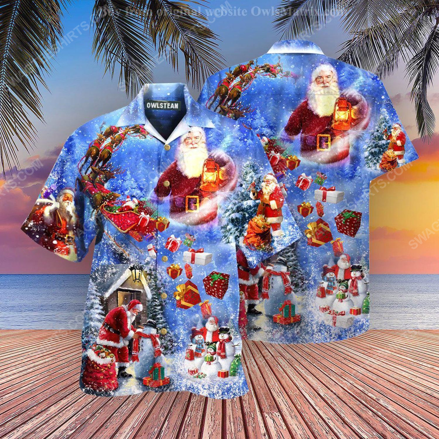 Christmas Holiday Santa Is Coming Town Full Print Hawaiian Shirt