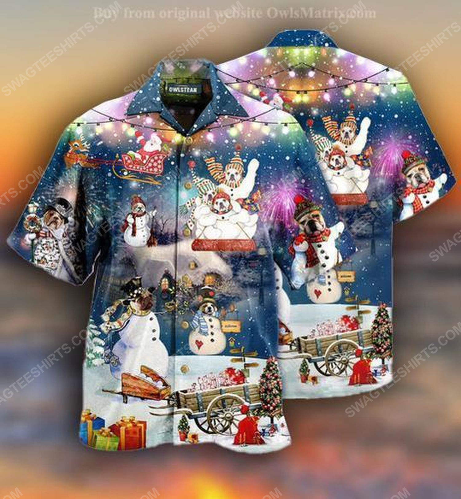 Christmas Holiday Snow Dogs Full Print Hawaiian Shirt