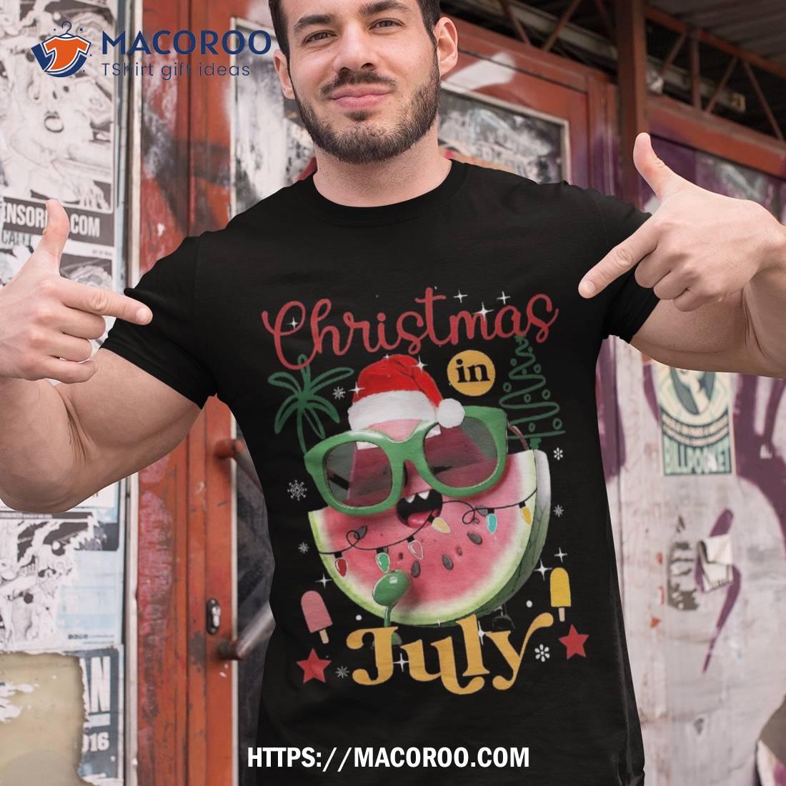 Christmas In July Watermelon Xmas Tree Summer Kids Shirt