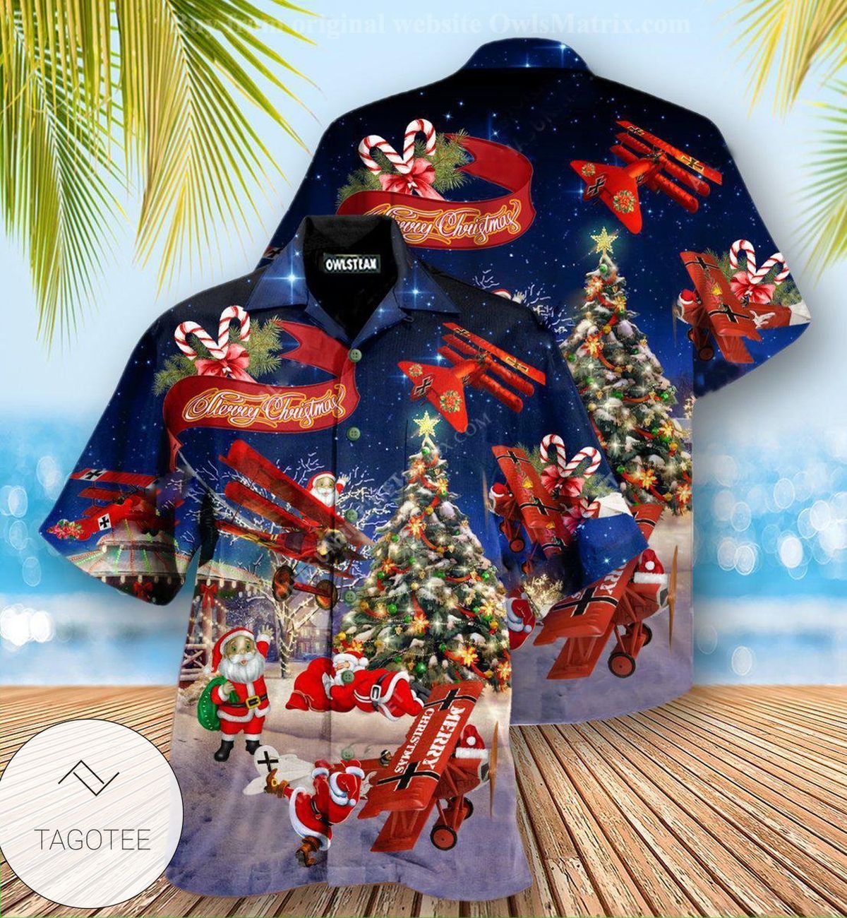 Christmas No Reindeer Any More Santa Loves Airplane Edition Hawaiian Shirt