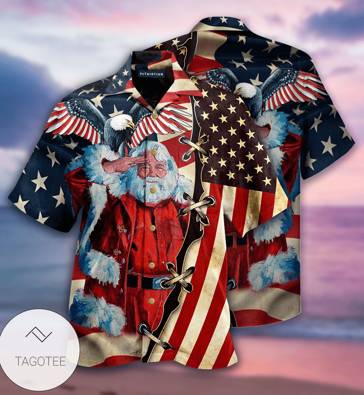 Christmas Patriot Santa Clause Hawaiian Shirt