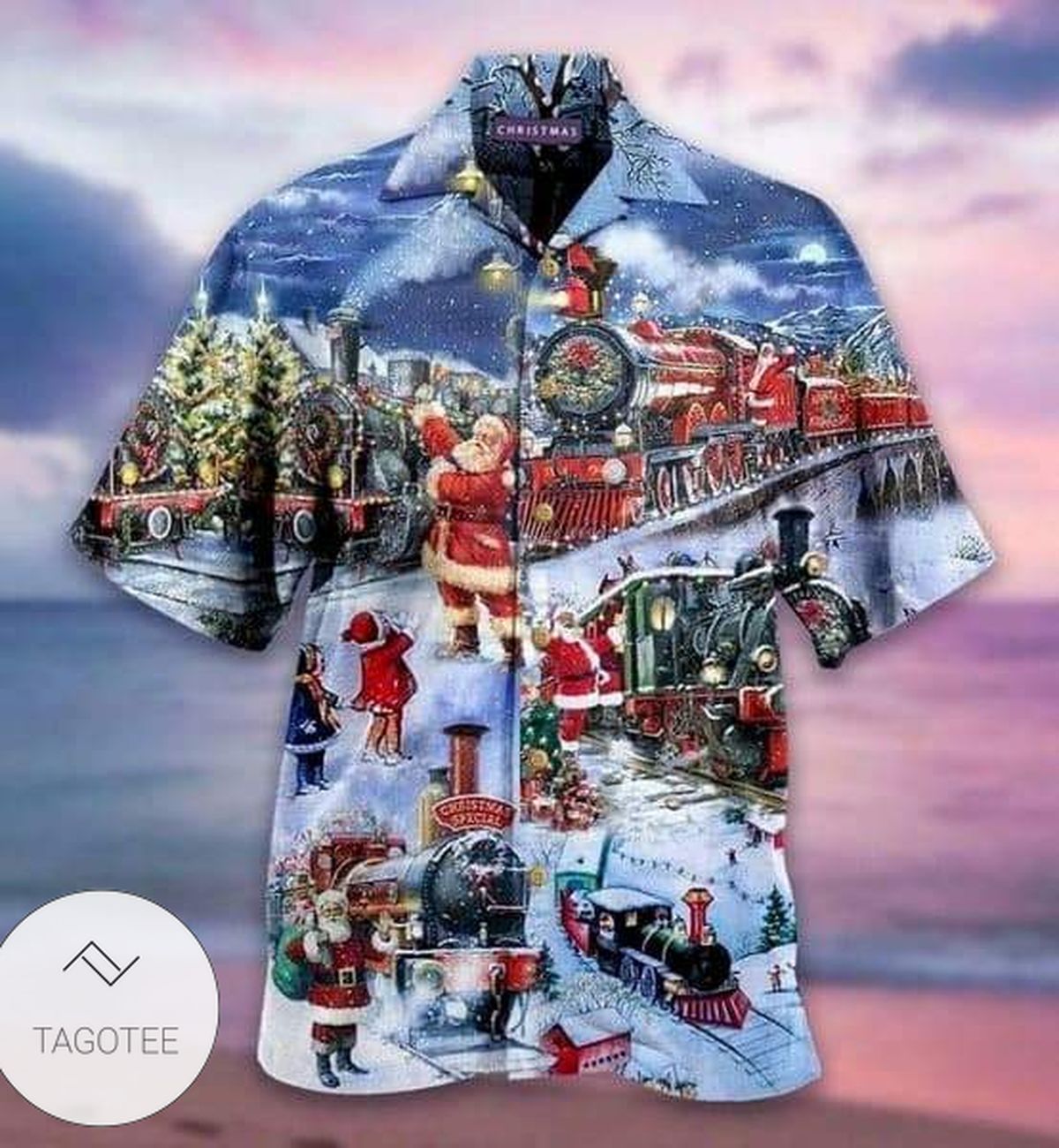 Christmas Santa And Train Happiness Hawaiian Shirt- Tagotee