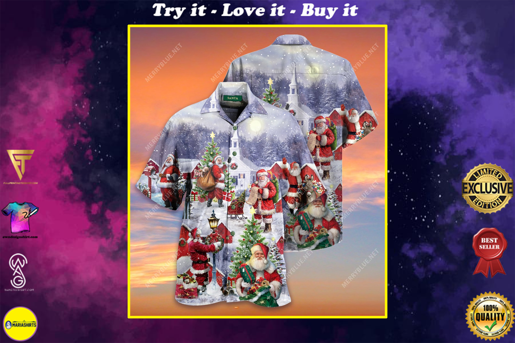 Christmas Santa Claus Is Coming Full Printing Hawaiian Shirt