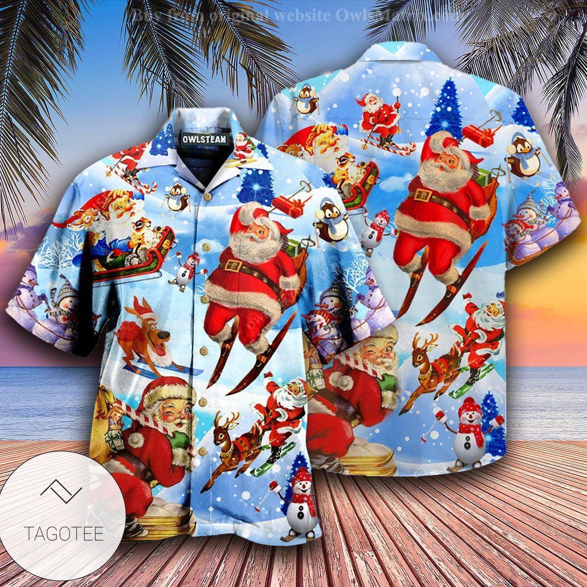 Christmas Skiing Santa Claus Edition Hawaiian Shirt- Tagotee