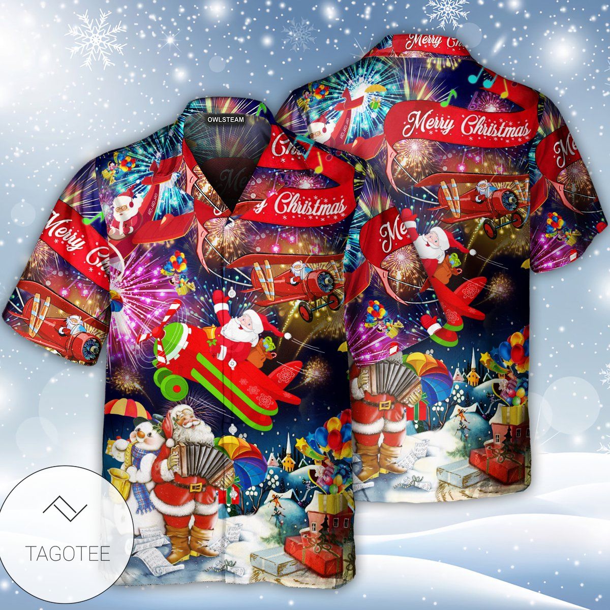 Christmas Spreading Plane With Santa Claus Hawaiian Shirt