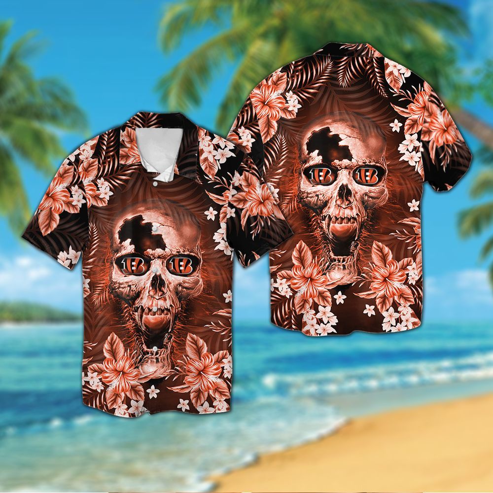 Cincinnati Bengals Skull Hawaiian Shirt Hot Trendy Summer 2024