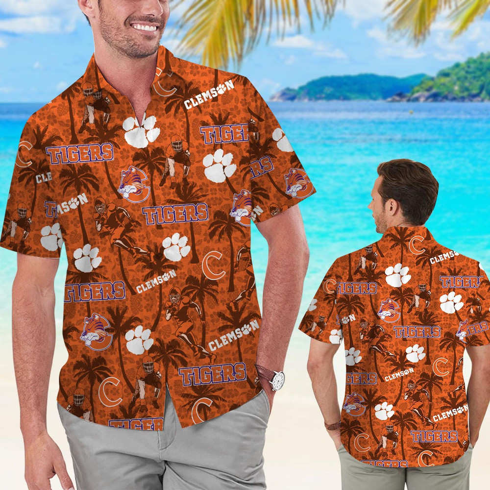 Clemson Tigers Tropical Beach Coconut Tree Hawaiian Shirt Hot Trendy Summer 2024