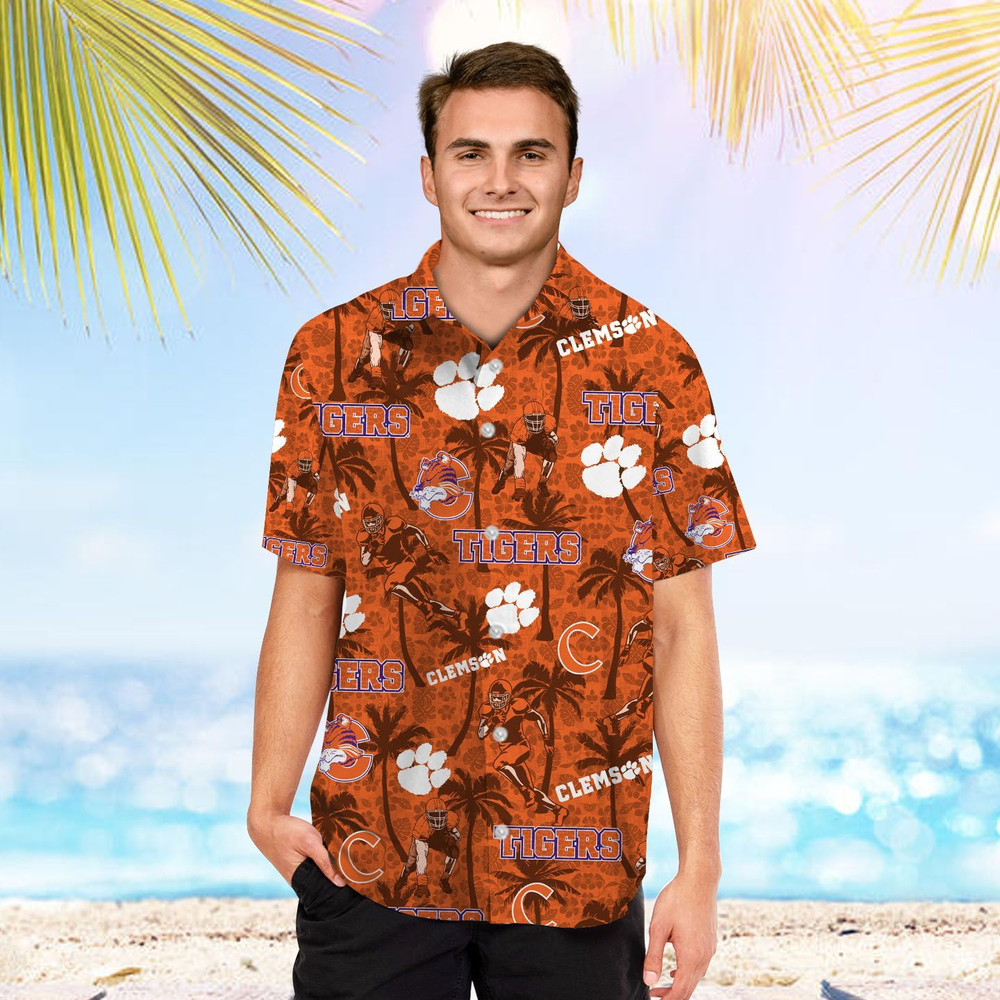 Clemson Tigers Tropical Beach Coconut Tree Hawaiian Shirt Hot Trendy Summer 2024