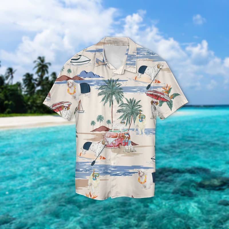 Clumber Spaniel Beach Hawaiian Shirt