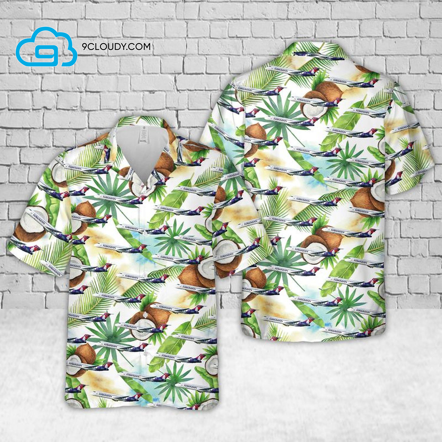 Coco Tropical Airlines Boeing 717-200 Full Print Hawaiian Shirt