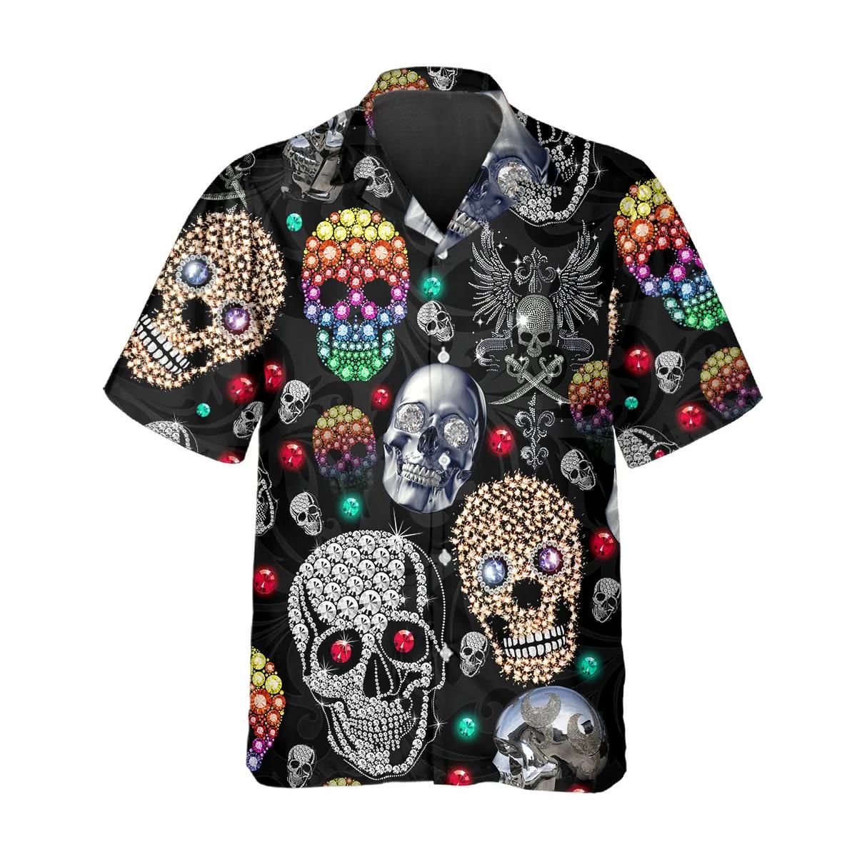 Colorful Diamond Skull Hawaiian Shirt – Best Clothing For You