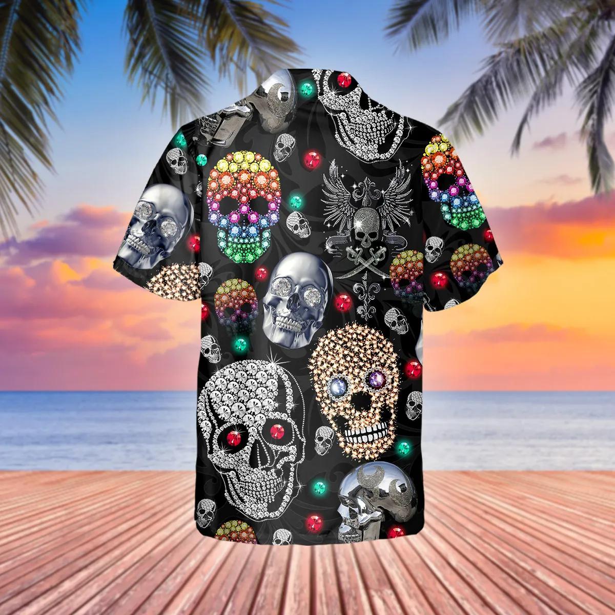 Colorful Diamond Skull Hawaiian Shirt – Best Clothing For You