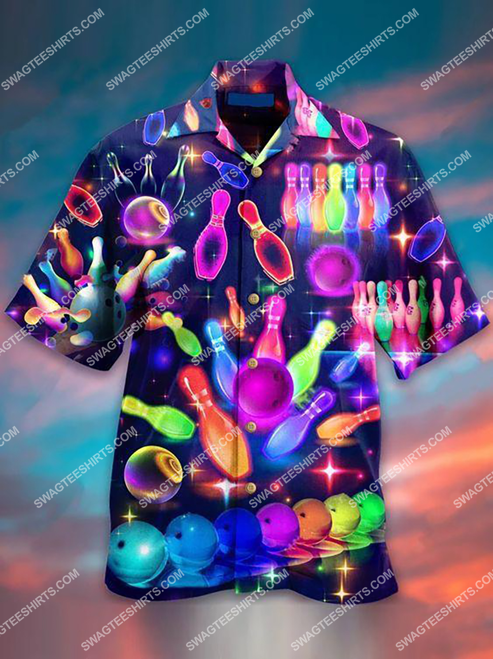 Colorful Hippie Bowling All Over Printed Hawaiian Shirt