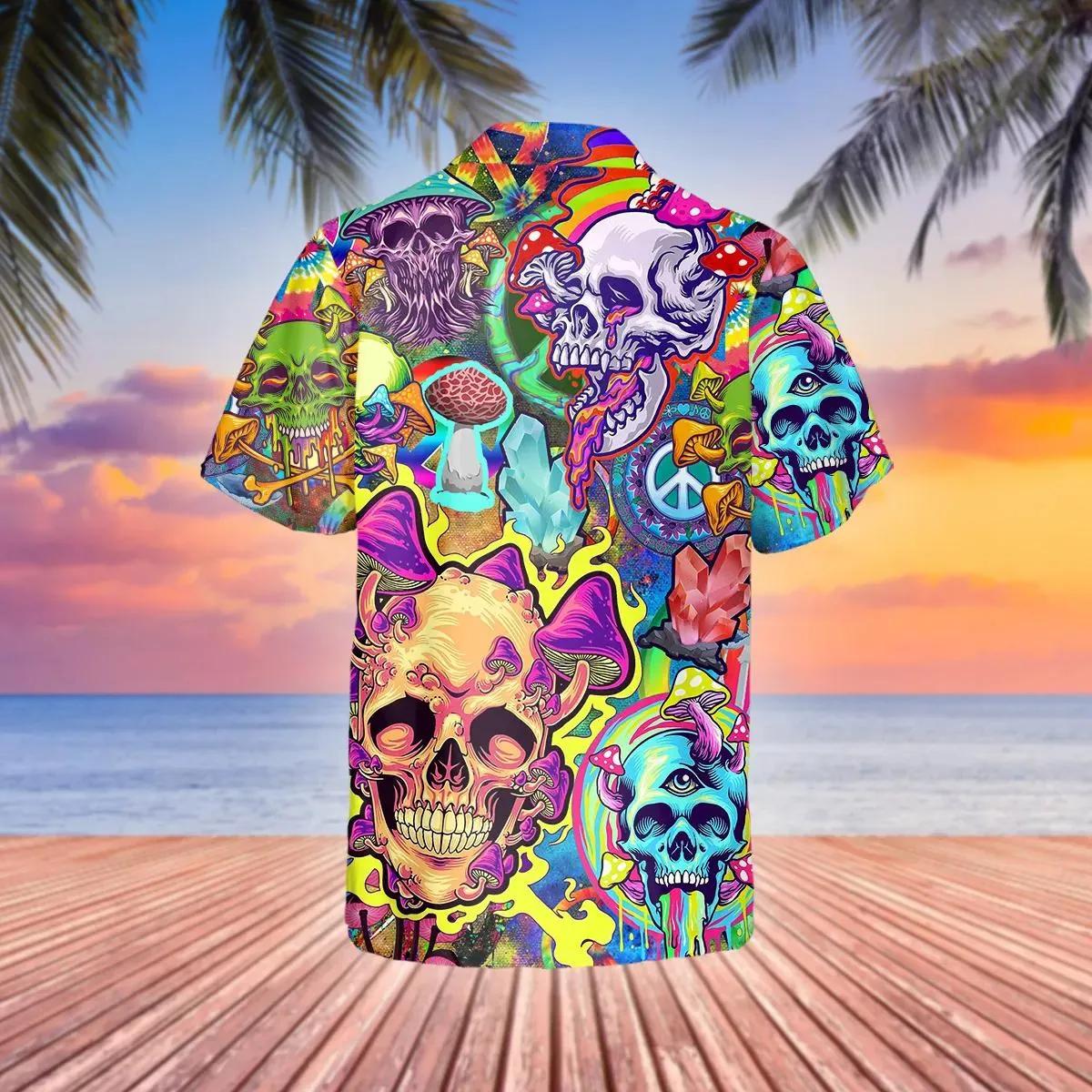 Colorful Mushroom Psychedelic Trippy Skull Hawaiian Shirt – Best Clothing For You