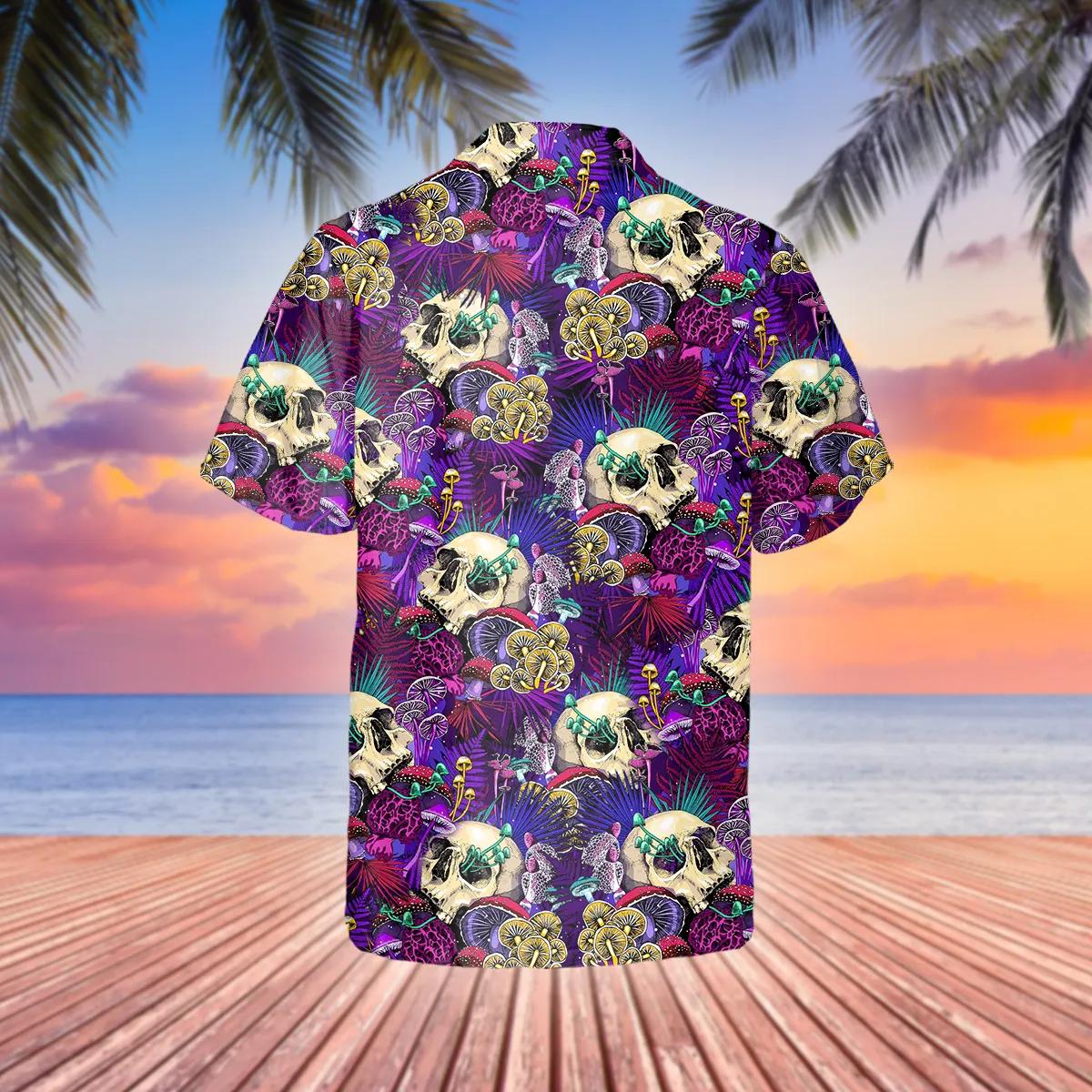 Colorful Mushroom Skull Hawaiian Shirt, Hawaiian Button Up Shirt, Tropical Shirts For Men – Best Clothing For You