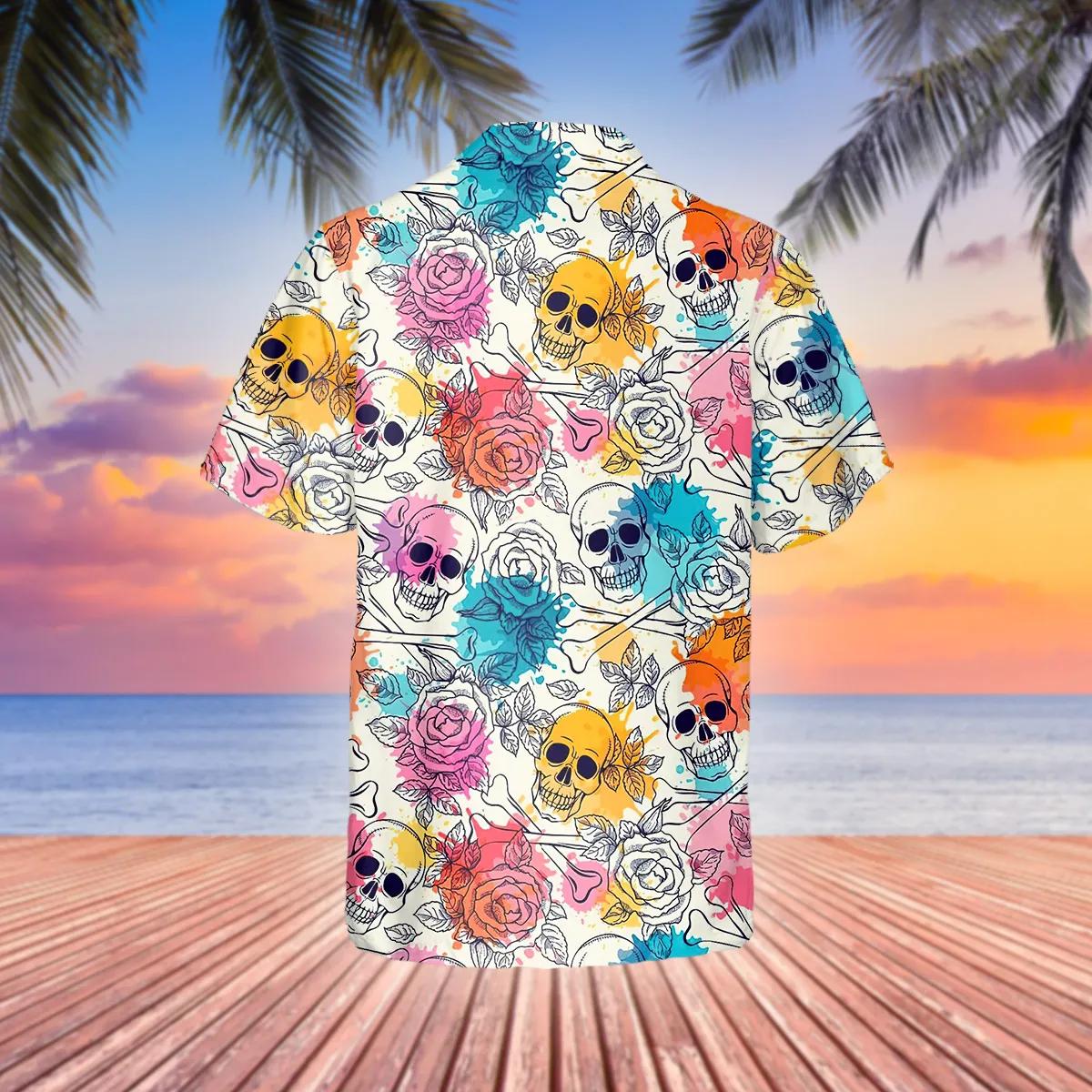 Colorful Roses Crossbones Skull Hawaiian Shirt – Best Clothing For You