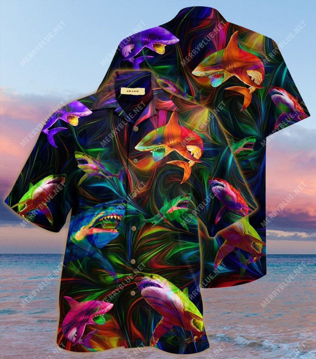 Colorful Shark All Over Printed Hawaiian Shirt