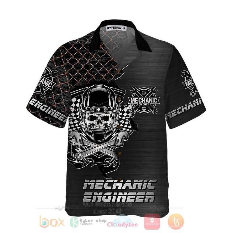 Cool Skull Mechanic Engineer Hawaiian Shirt