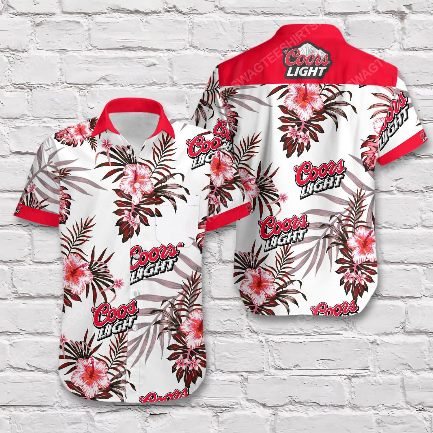 Coors Light Beer Flower Tropical Short Sleeve Hawaiian Shirt