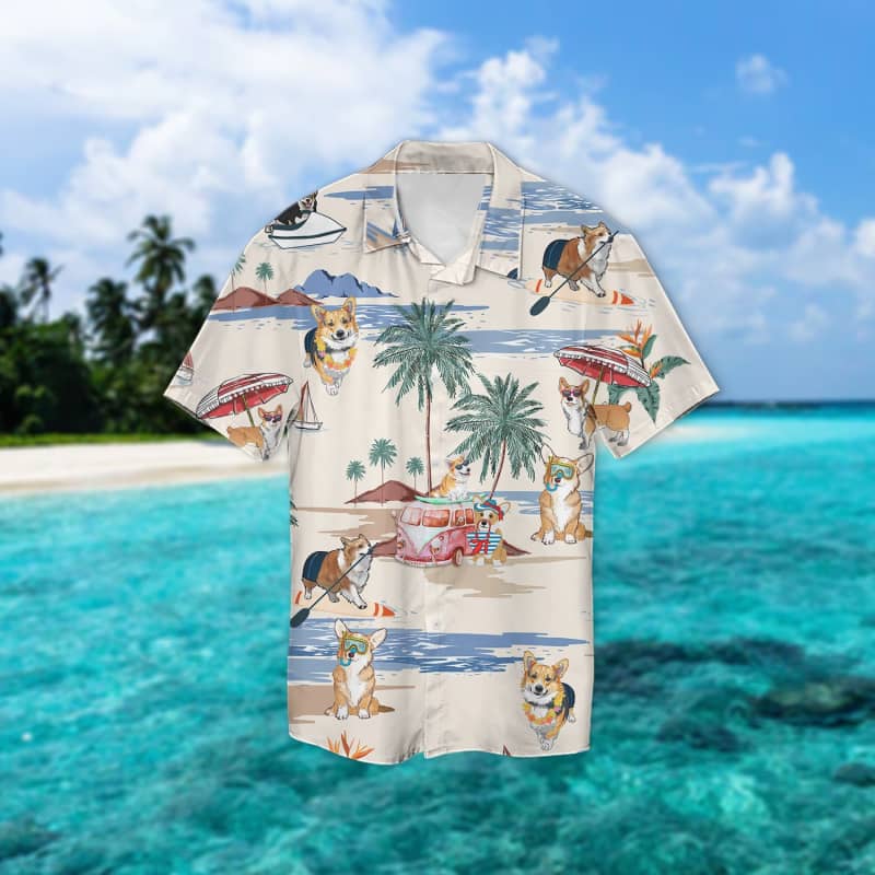 Corgi Beach Hawaiian Shirt