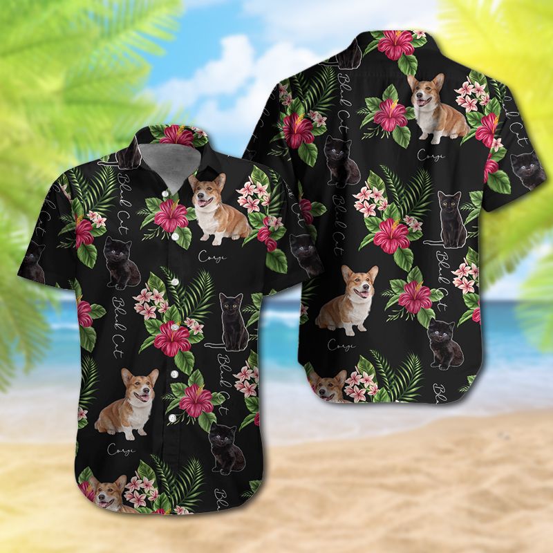 Corgi Black cat Hawaiian Shirt Hot Trendy Summer 2024