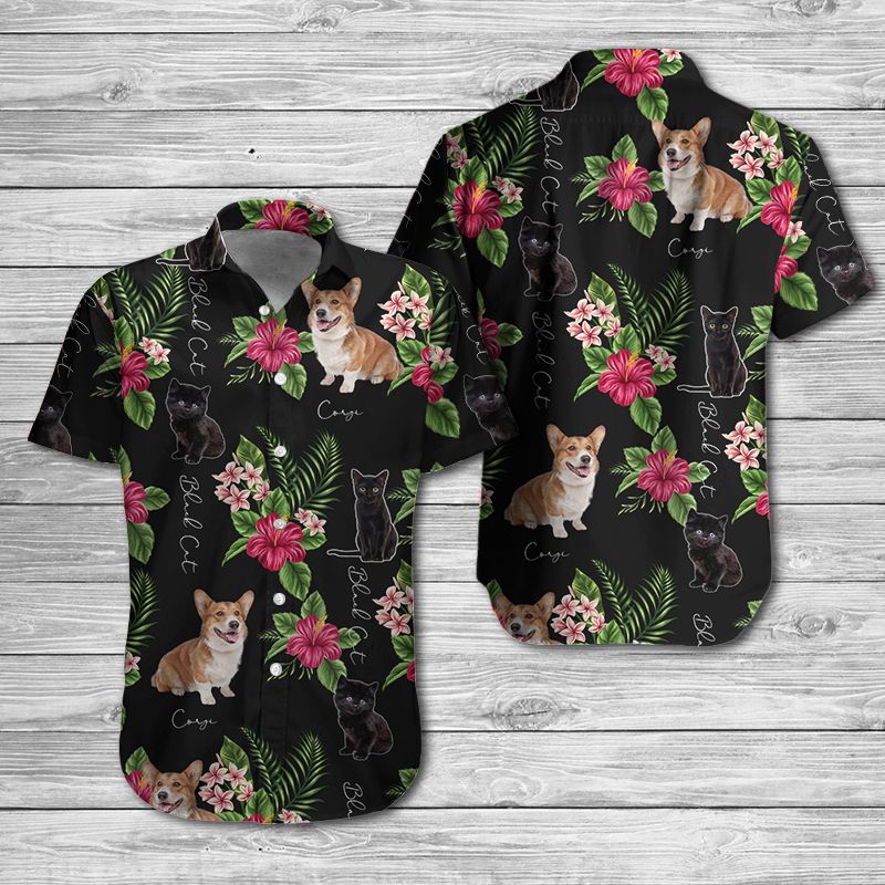 Corgi Black cat Hawaiian Shirt Hot Trendy Summer 2024