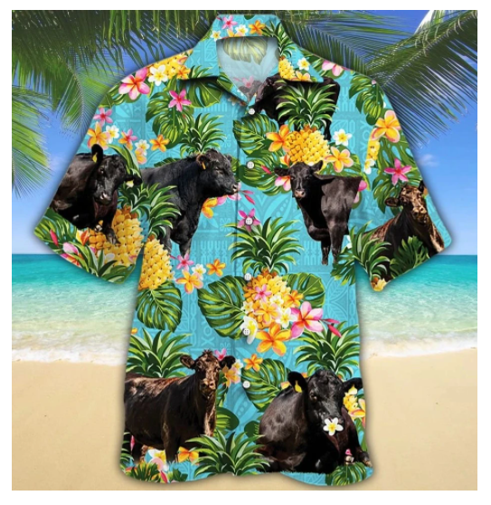 Cow And Pineaoole Pattern Hawaiian Shirt