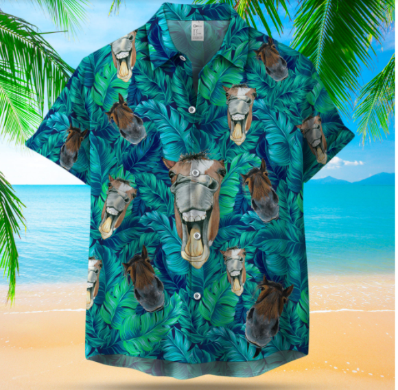 Crazy Horse Seamless Pattern Hawaiian Shirt