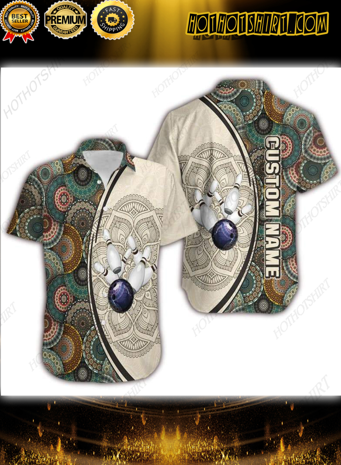 Custom Name Bowling Mandala Hawaiian Shirt