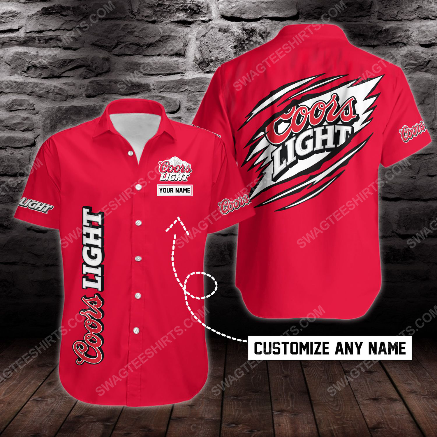 Custom Name Coors Light Beer Short Sleeve Hawaiian Shirt