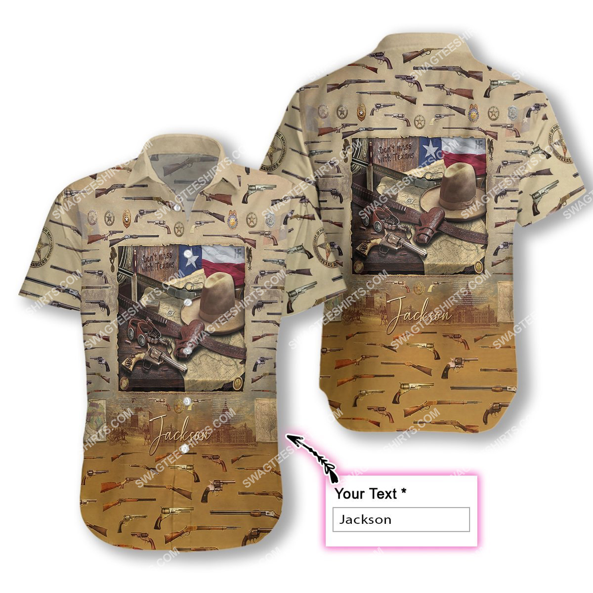 Custom Name Dont Mess With Texas Vintage All Over Printed Hawaiian Shirt