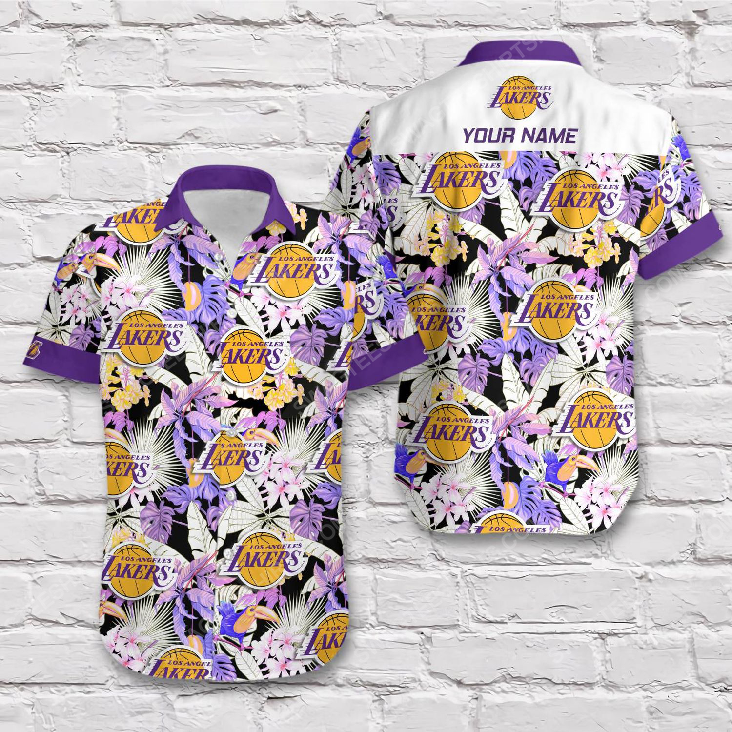 Custom Name Los Angeles Lakers Short Sleeve Hawaiian Shirt