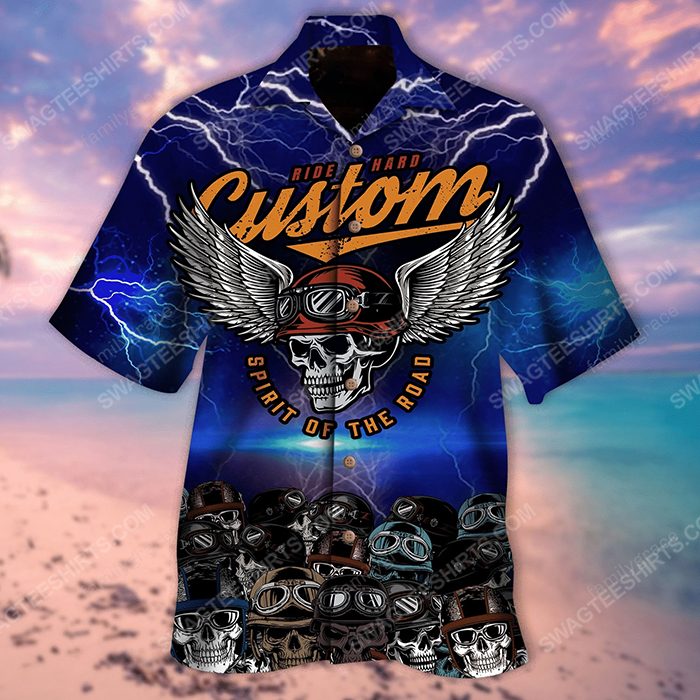 Custom Name Skull Biker Summer Vacation Hawaiian Shirt