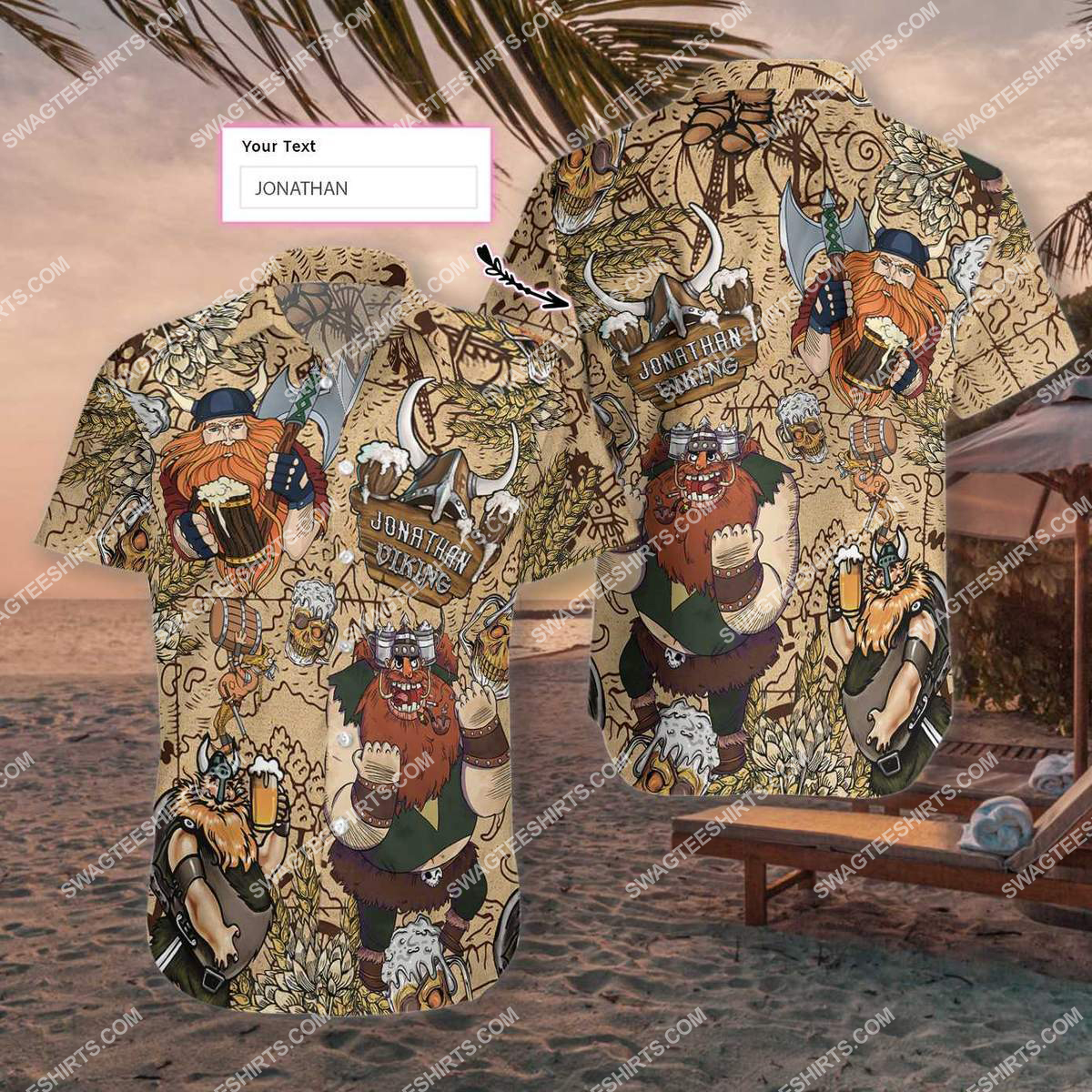 Custom Name Viking Warrior All Over Printed Hawaiian Shirt