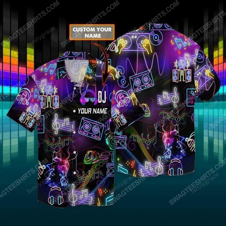 Custom Neon Love Dj Music Summer Vacation Hawaiian Shirt