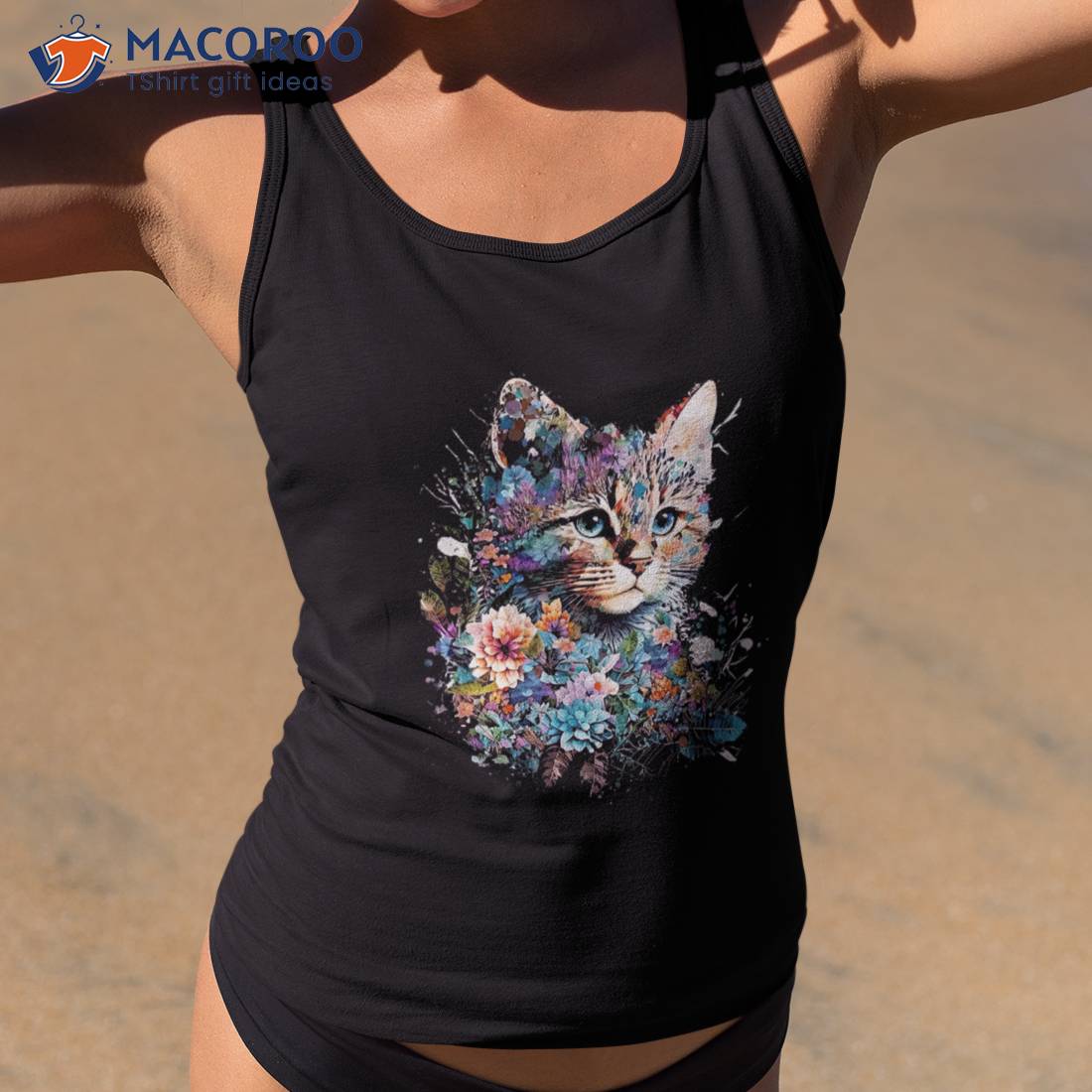 Cute Cat With Flowers Shirt