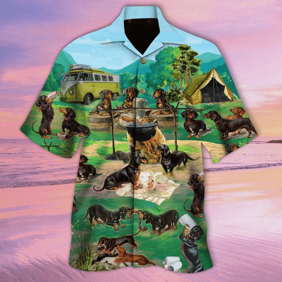 Dachshund Go Camping Hawaiian Shirt