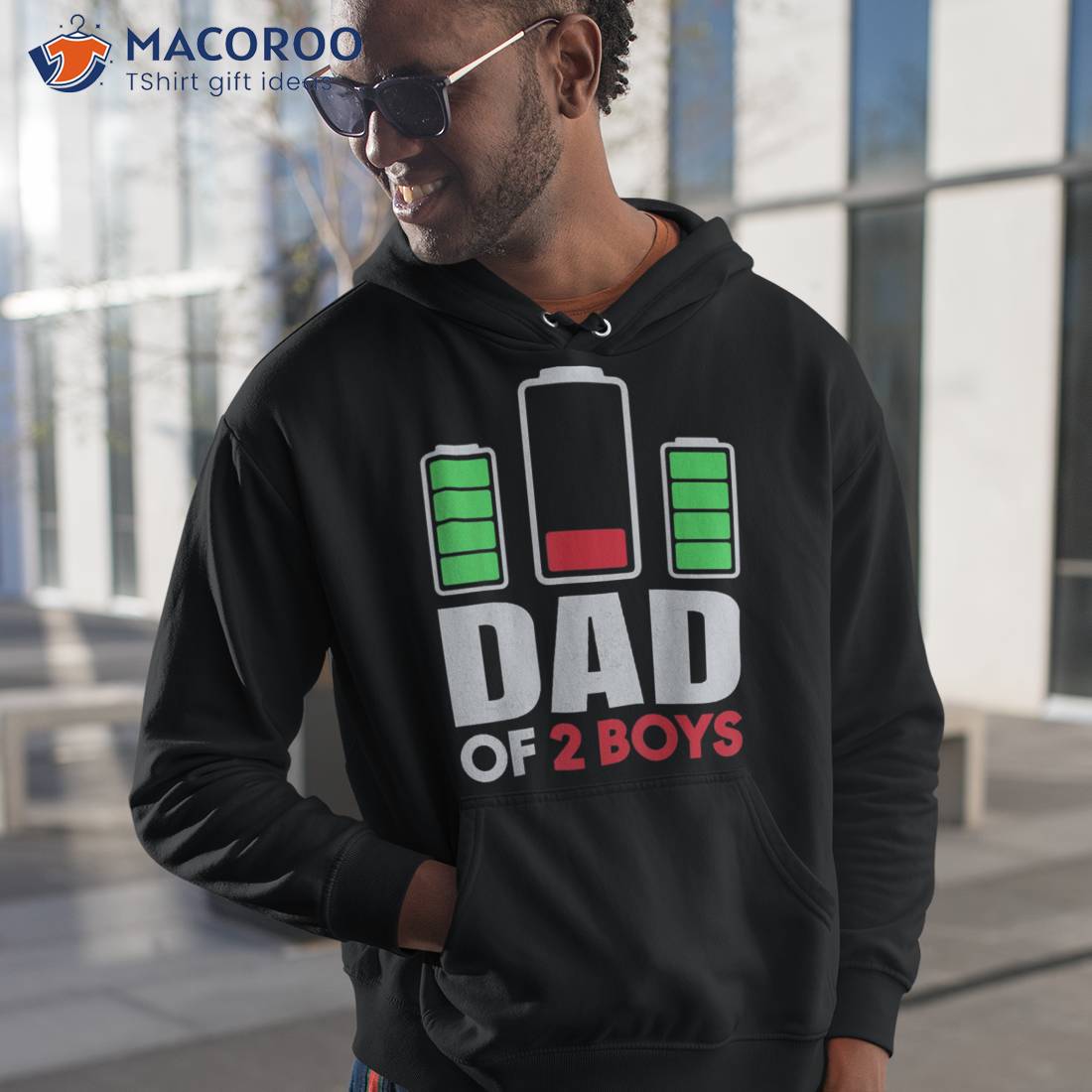 Dad Of 2 Boys Low Battery Son Father’s Day Birthday Shirt