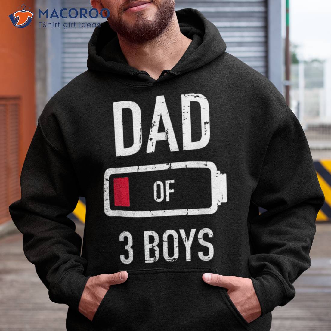 Dad Of 3 Three Boys Low Battery Gift For Father’s Day Shirt