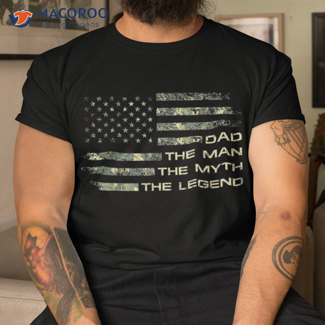 Dad The Man Myth Legend Fathers Day Camo Us Flag Shirt