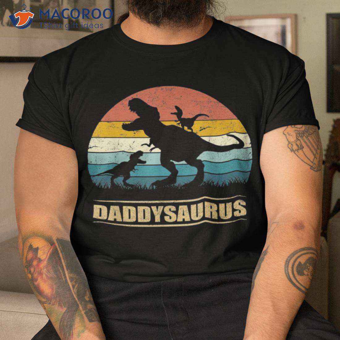 Daddy Dinosaur Daddysaurus 2 Kids Father’s Day Gift For Dad Shirt