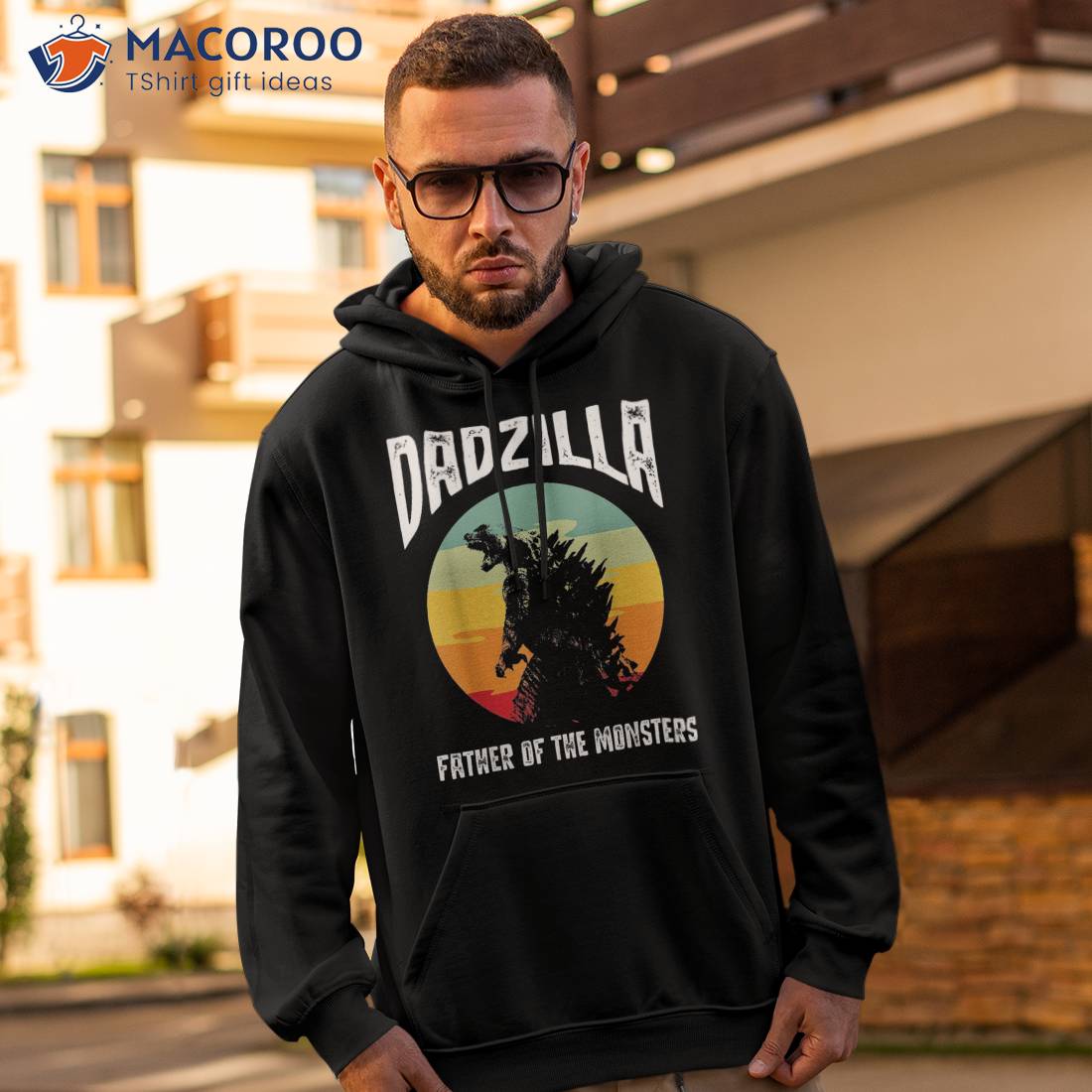 Dadzilla Father Of The Monsters Retro Vintage Sunset Shirt