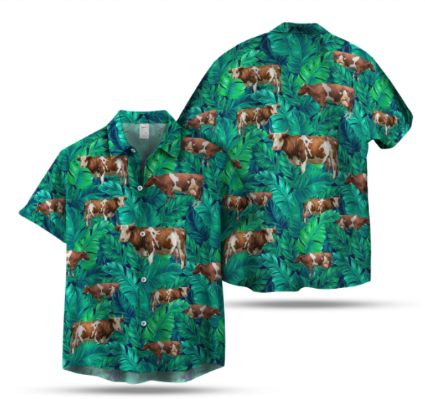 Dairy Cows Seamless Pattern Hawaiian Shirt