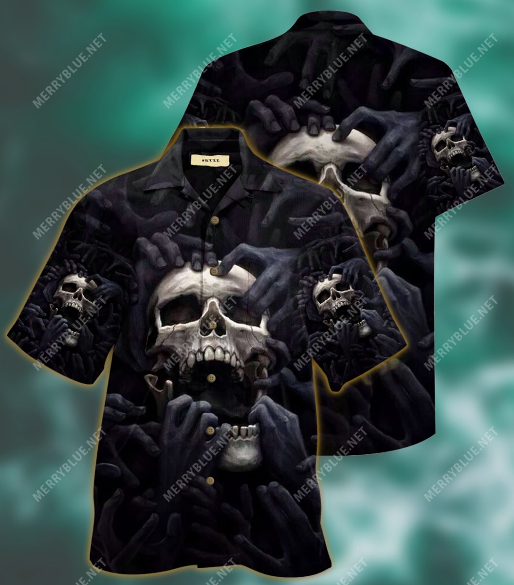 Dark Skull Scream All Over Printed Hawaiian Shirt