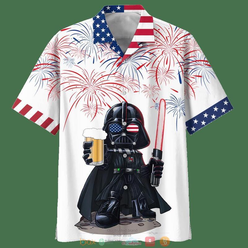 Darth Vader With Beer American Flag Hawaiian Shirt