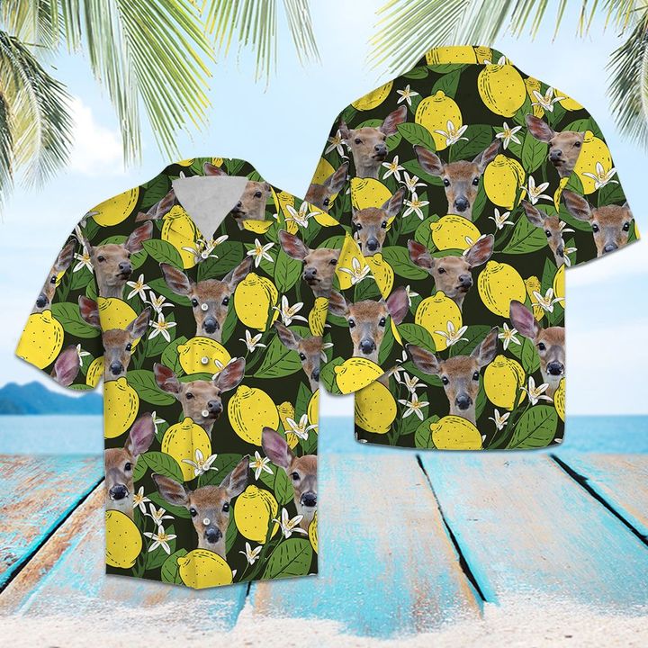 Deer Lemons Hawaiian Shirt Summer Button Up