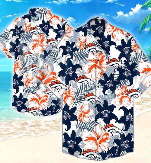 Denver Broncos Flower Hawaiian Shirt Summer Button Up