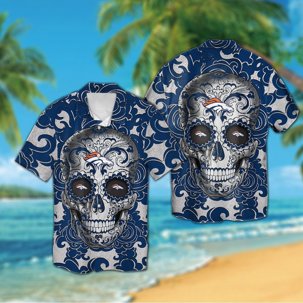 Denver Broncos Sugar Skull Hawaiian Shirt Hot Trendy Summer 2024