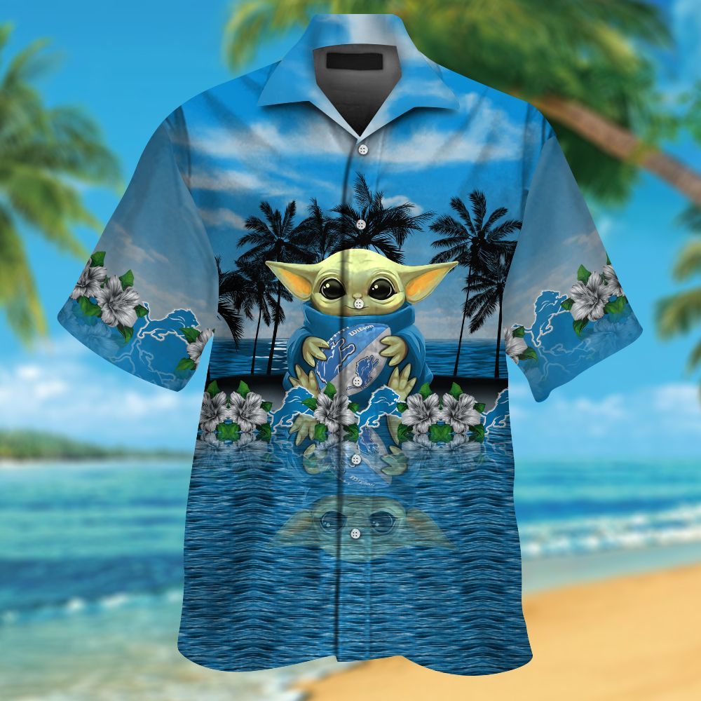 Detroit Lions & Baby Yoda Hawaiian Shirt Hot Trendy Summer 2024