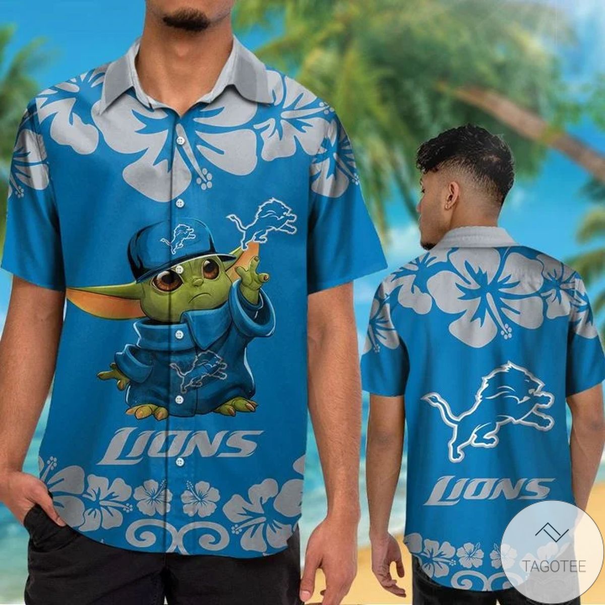 Detroit Lions Baby Yoda Hawaiian Shirt